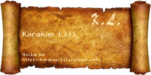 Karakas Lili névjegykártya
